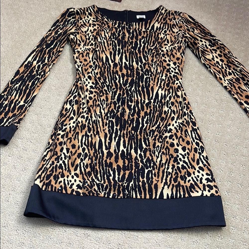 Leopard Print Long Sleeve Dress